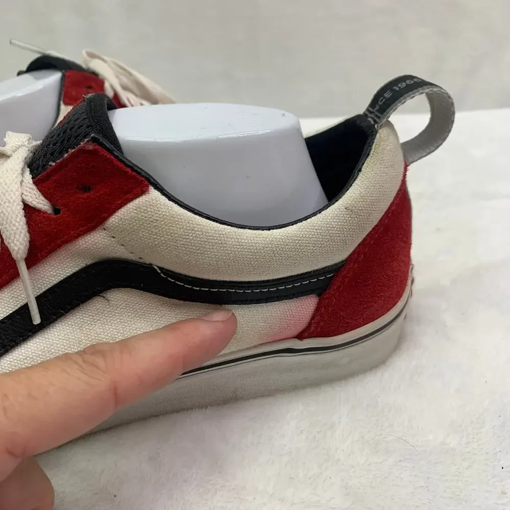 Vans Off the Wall Mens Sz 10.5 Old Skool Red Black White Colorblock Webbing READ